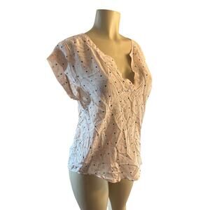 Women M Joie Ryanna Short Slv Printed Silk Blouse Shirt Top Geometric Squares